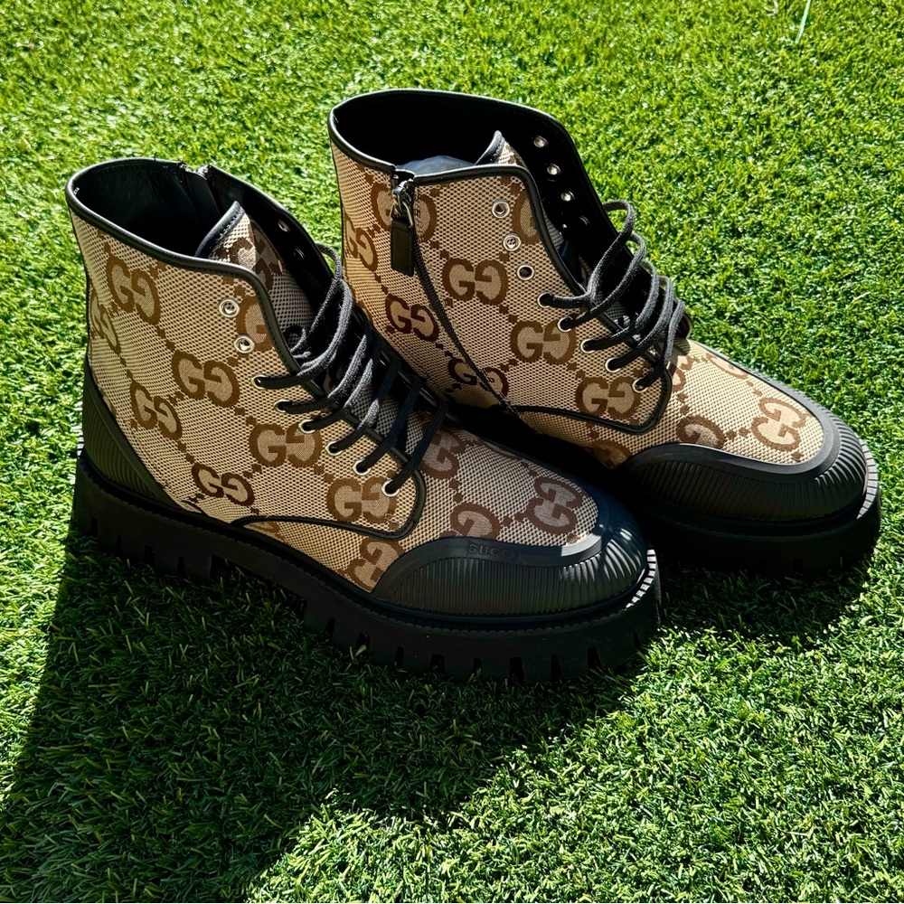 Gucci GG Canvas Ankle Boots - Size 12 US / 11 UK, New with Box & Dust Bags